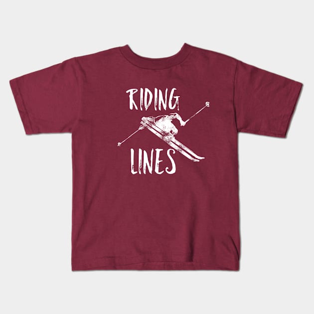 Riding Lines, Mountain Skiing, Glacier Skiing, Extreme Sports, Mountain Face Kids T-Shirt by Style Conscious